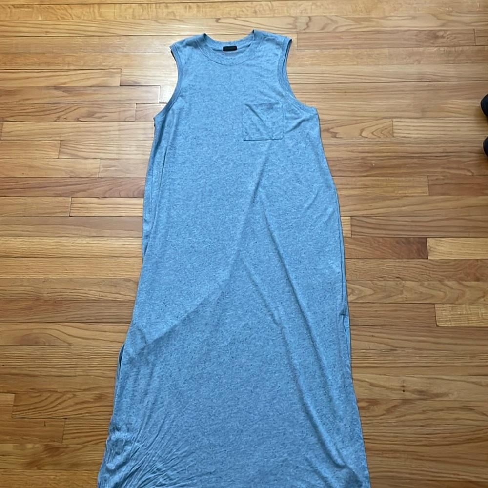 ATM Blue Sleeveless Donegal Midi Dress L A6